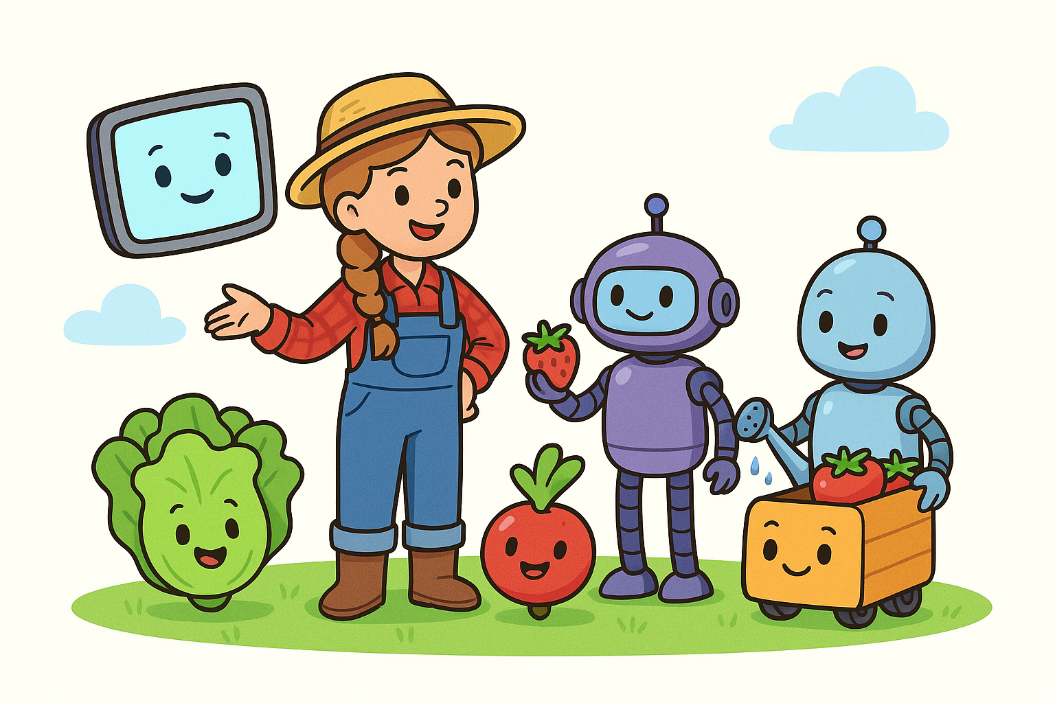 Farmer Ella and her robot helpers